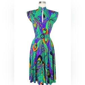 Trashy Diva Zip Front Marie Dress - Mardi Gras Feather